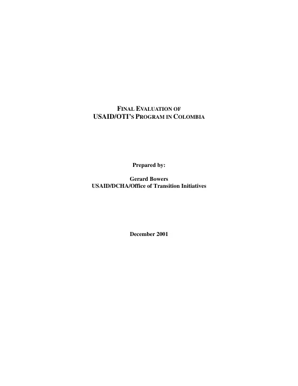 Final evaluation of USAID/OTI's program in Colombia