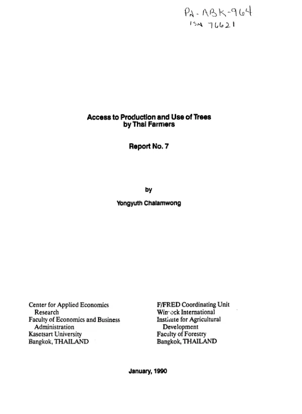 Access to production and use of trees by Thai farmers