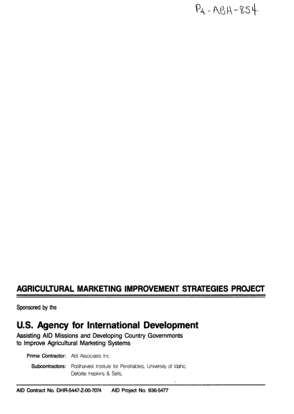 Promoting agribusiness in Asia, Eastern Europe, the Near East, North Africa and the South Pacific : a strategy for AID"s ANE missions