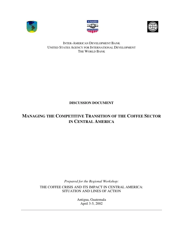 Discussion document : managing the competitive transition of the coffee sector in Central America
