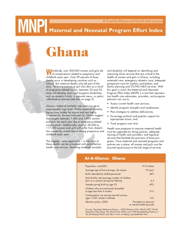 A tool for maternal health advocates : MNPI (maternal and neonatal program effort index) -- Ghana