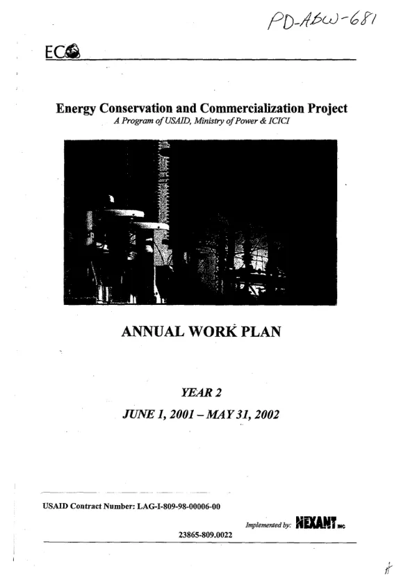 Energy conservation and commercialization project : annual work plan -- year 2, June 1, 2001-May 31, 2002