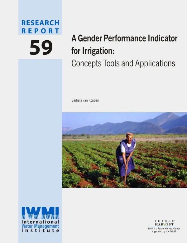 A gender performance indicator for irrigation : concepts, tools and applications