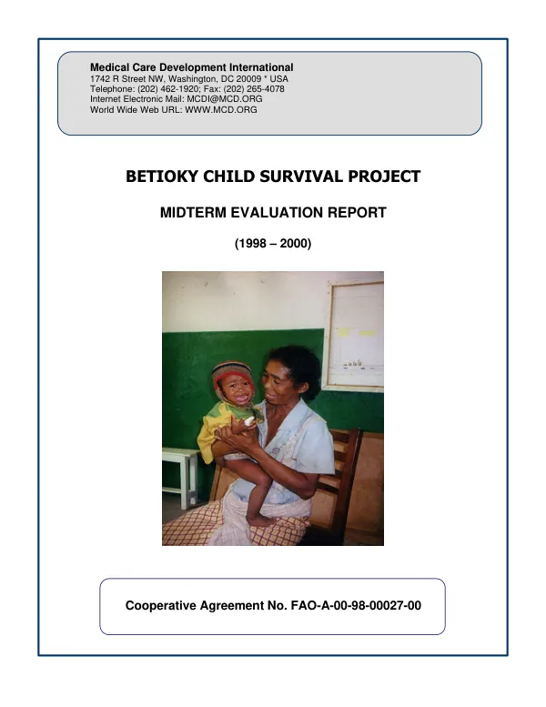 Betioky child survival project : midterm evaluation report (1998-2000)
