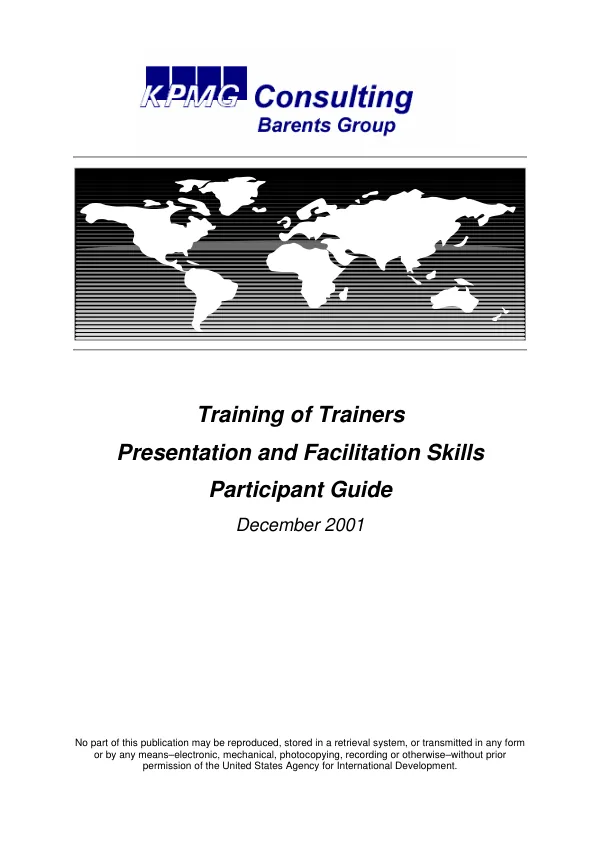 Training of trainers : presentation and facilitation skills -- participant guide