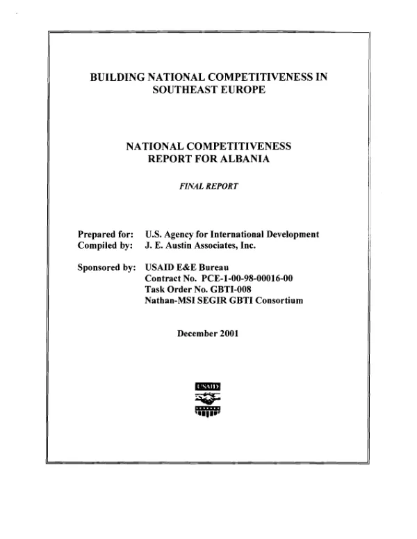 National competitiveness report for Albania : final report