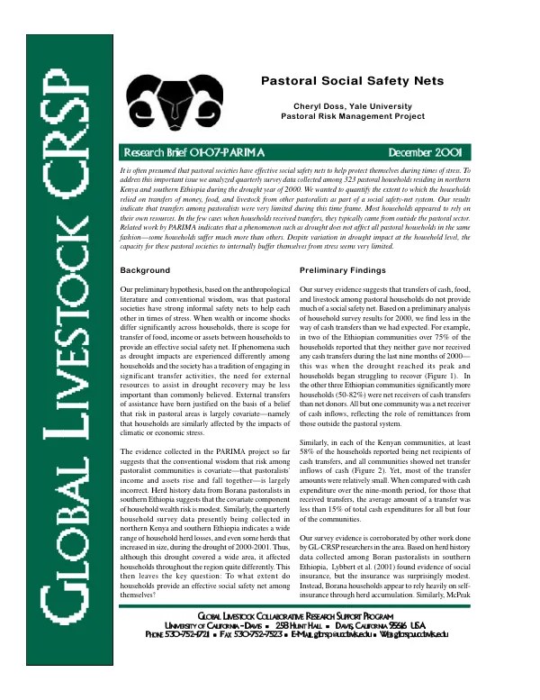 Pastoral social safety nets