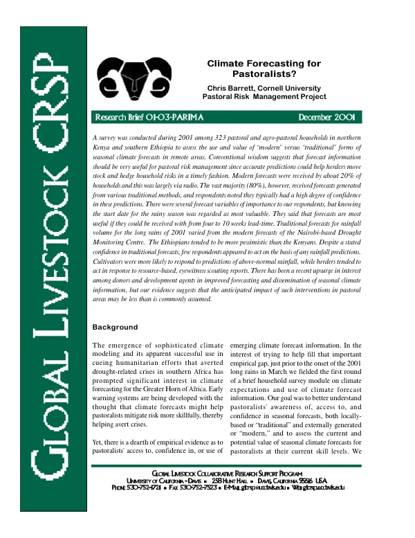 Climate forecasting for pastoralists?