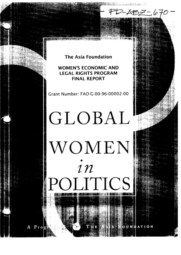 The Asia Foundation women"s economic and legal rights [WELR] program final report -- grant number : FAO-G-00-96-00002-00