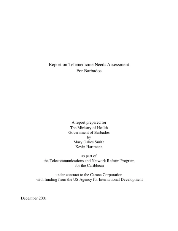 Report on telemedicine needs assessment for Barbados