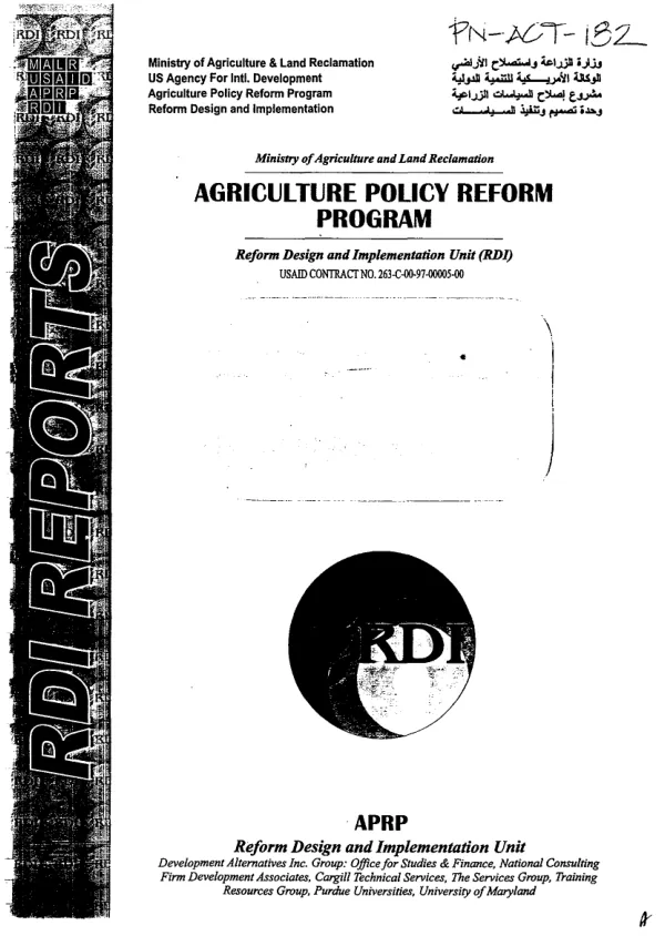 Report on improving agricultural statistics for applying the national account system of 1993 in [the] agricultural sector