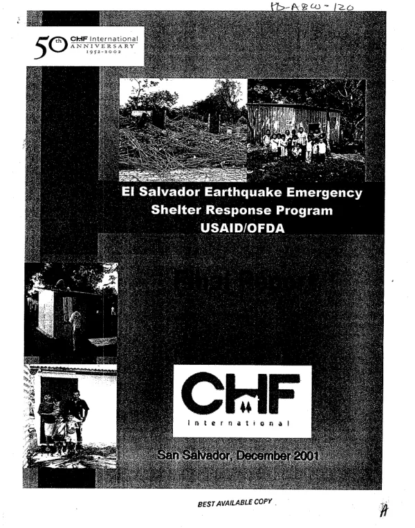 El Salvador earthquake emergency shelter response program, USAID/OFDA : final report