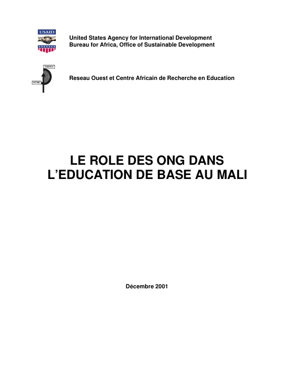 Role des ONG dans l"education de base au Mali