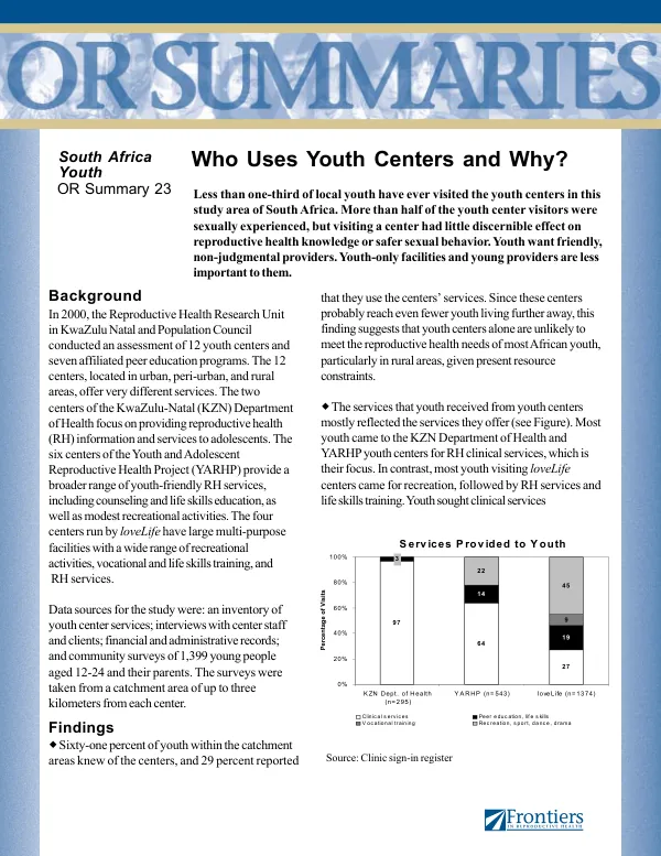 Who uses youth centers and why?