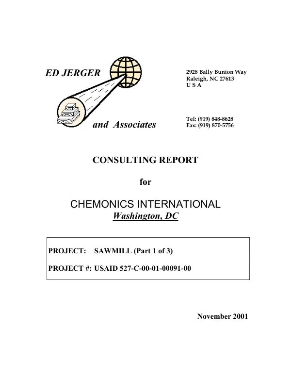 Consulting report : sawmill (part 1 of 3) -- flooring plant (part 2 of 3) : millwork plant (part 3 of 3)