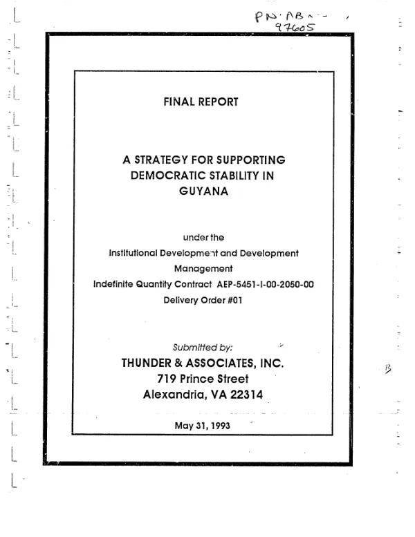 Final report : a strategy for supporting democratic stability in Guyana