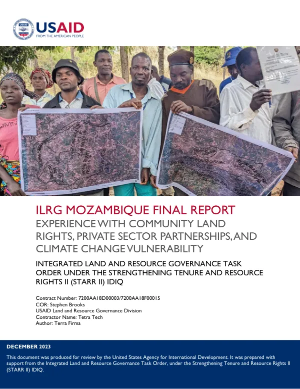 ILRG Mozambique final report : experience with community land rights, private sector partnerships, and climate change vulnerability