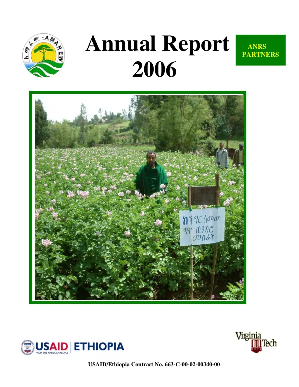 Annual report 2006 : Amahara micro-enterprise development, agricultural research, extension, and watershed management (AMAREW) project