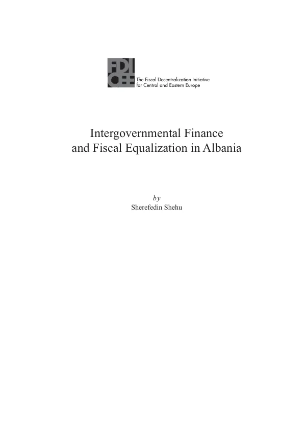 Intergovernmental finance and fiscal equalization in Albania