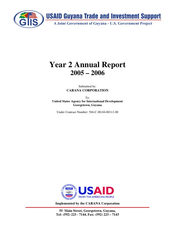USAID Guyana trade and investment support (GTIS) : year 2 annual report, 2005-2006
