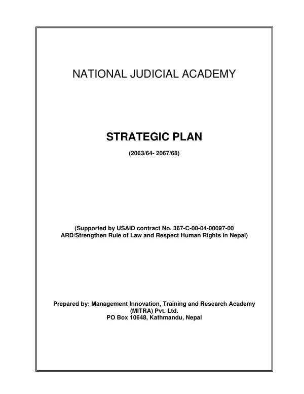 National Judicial Academy : strategic plan (2063/64-2067/68)