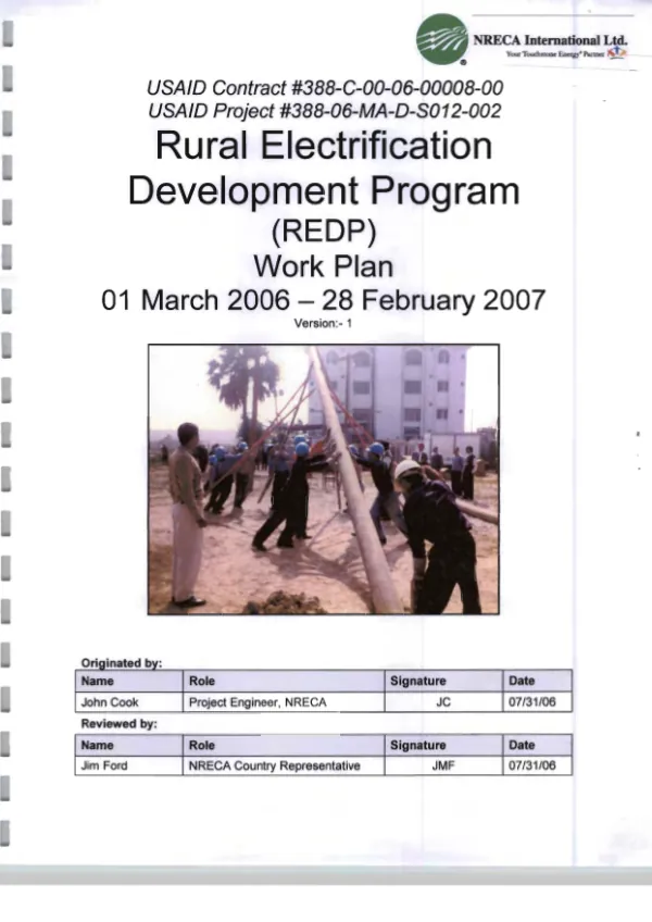Rural electrification development program (REDP) work plan 01 March 2006-28 February 2007