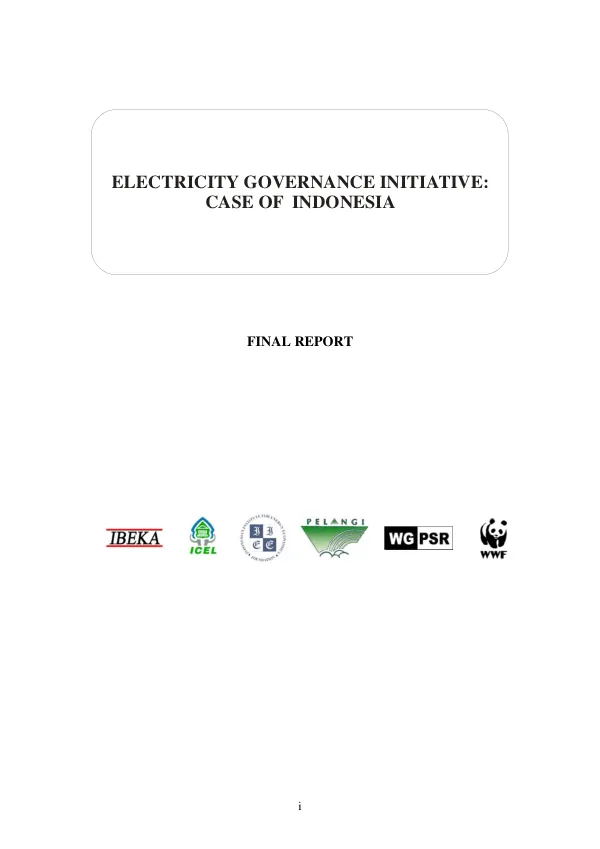 Electricity governance initiative : case of Indonesia -- final report