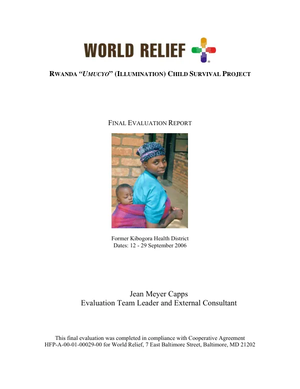 Rwanda "Umucyo" (illumination) child survival project : final evaluation report