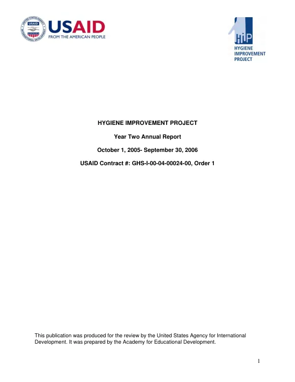 Hygiene improvement project : year two annual report, October 1, 2005-September 30, 2006