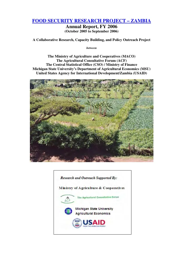 Food security research project - Zambia : annual report, FY 2006 (October 2005 to September 2006)