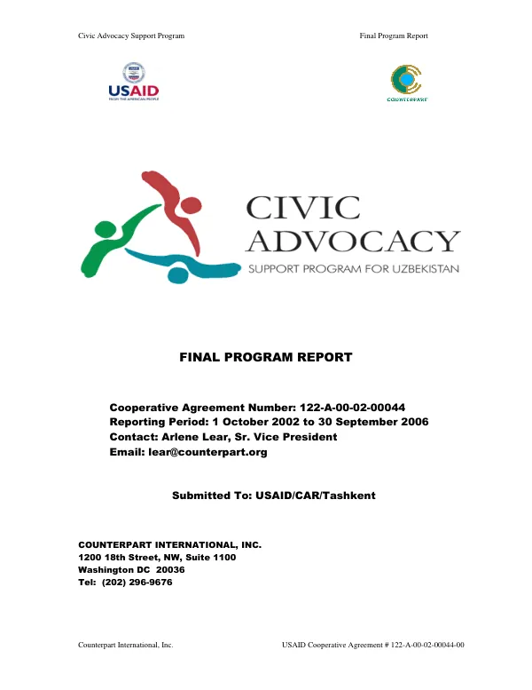 Civic advocacy support program for Uzbekistan : final program report