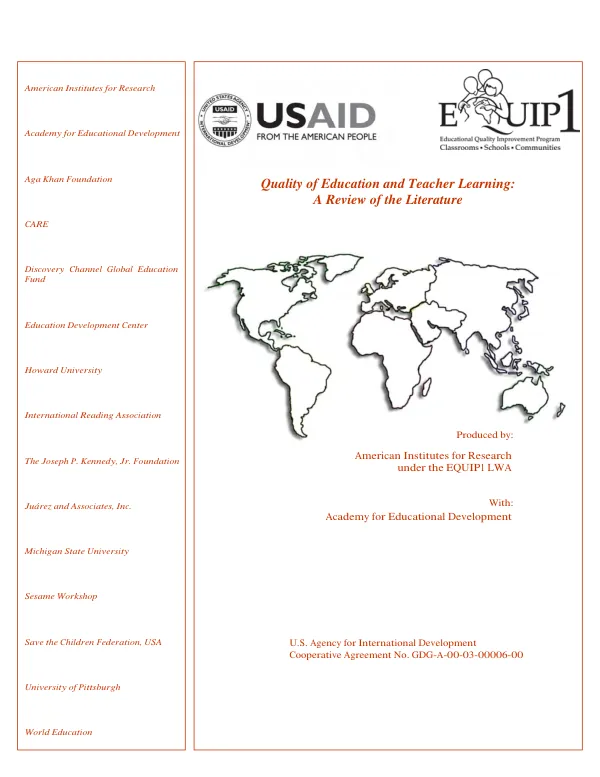 Quality of education and teacher learning : a review of the literature