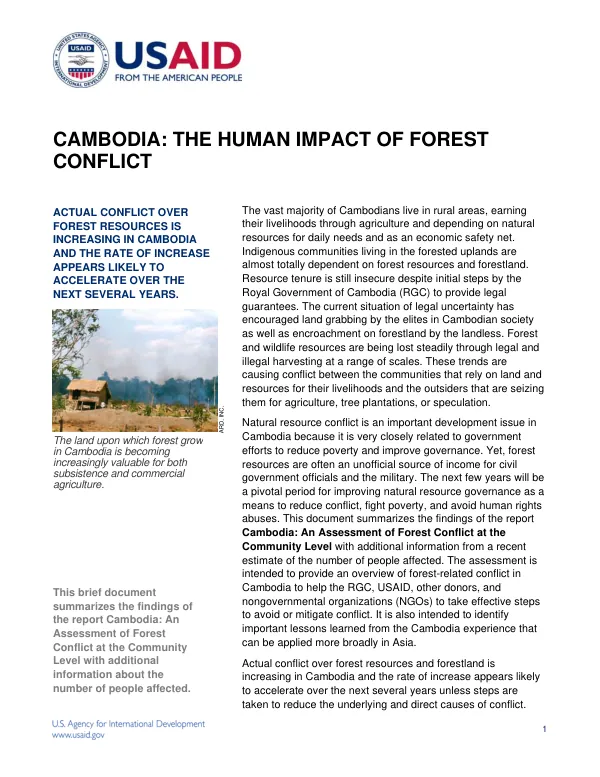 Cambodia : the human impact of forest conflict