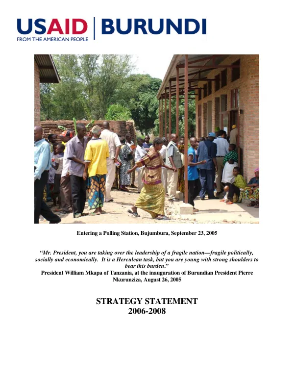 USAID Burundi strategy statement 2006-2008