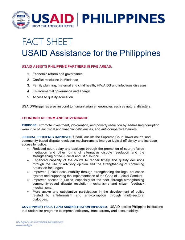 USAID assistance for the Philippines