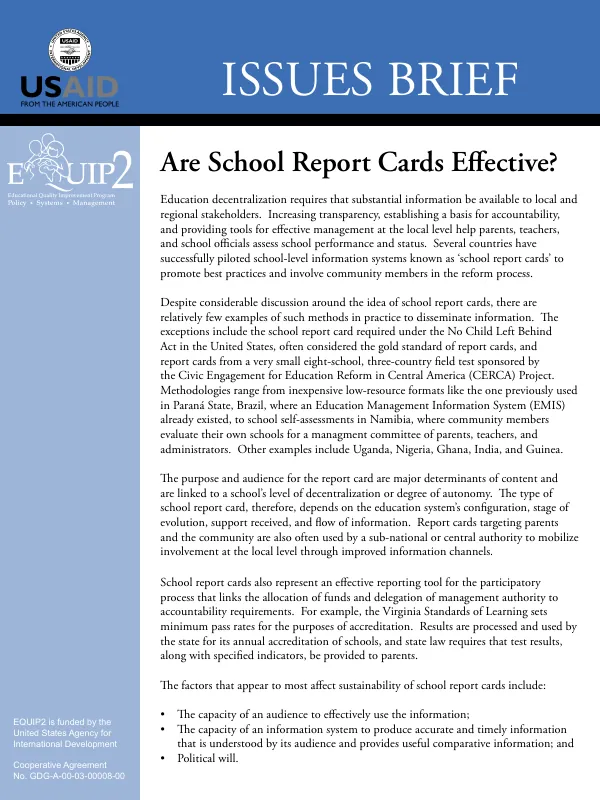 Are school report cards effective?