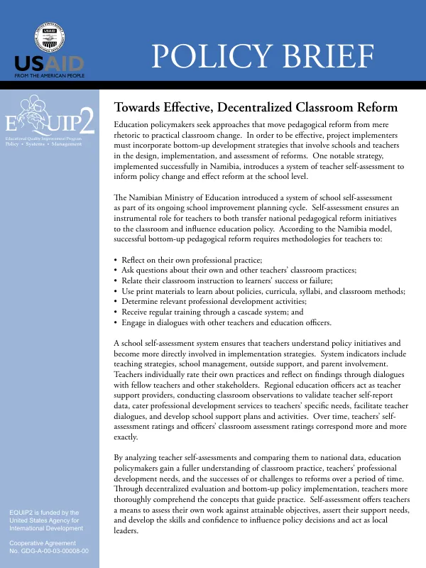 Towards effective, decentralized classroom reform