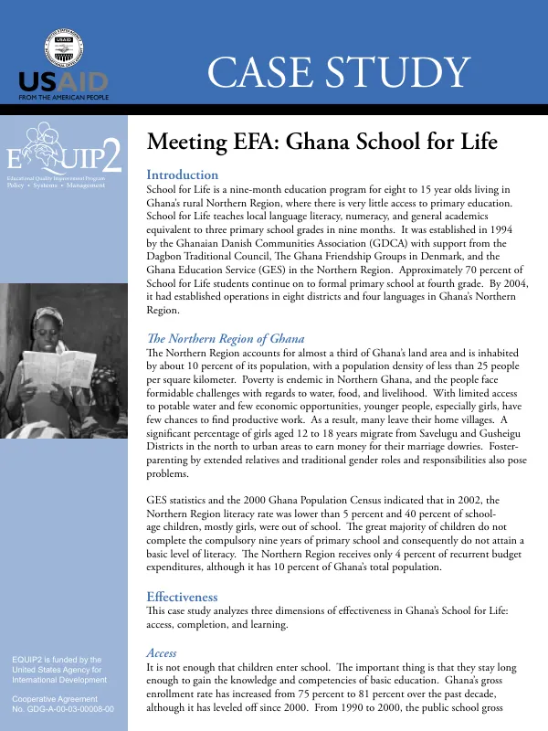 Meeting EFA : Ghana school for life