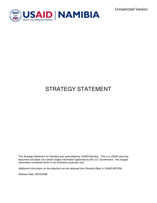 USAID Namibia Strategy statement