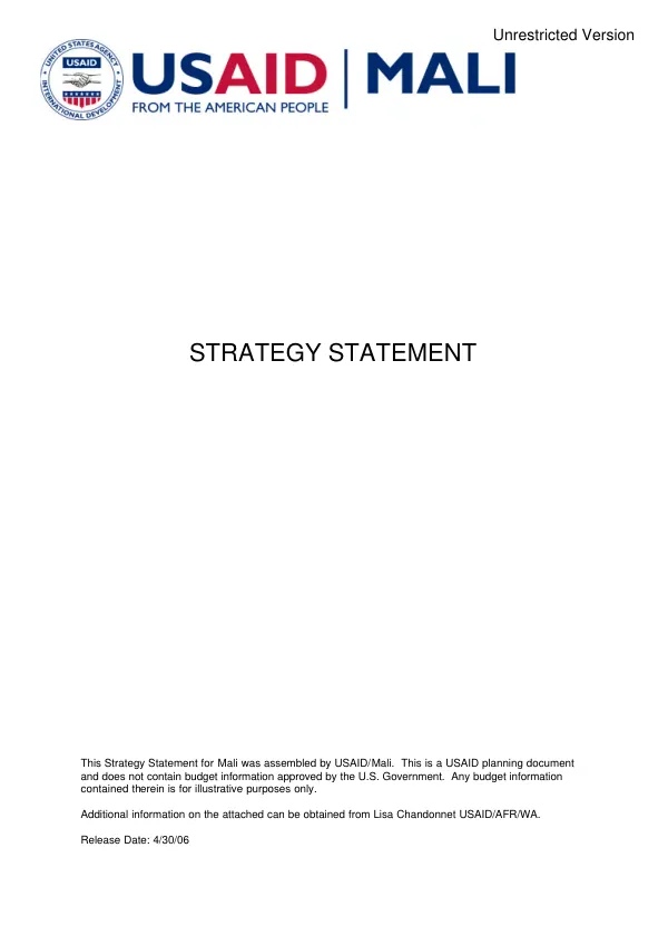 USAID Mali strategy statement