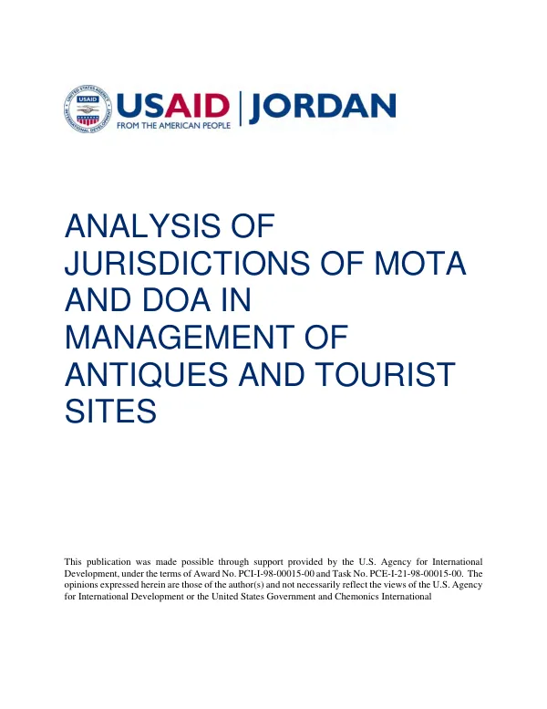 Analysis of jurisdictions of MOTA and DOA in management of antiques and tourist sites