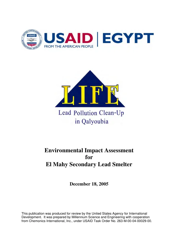 Environmental impact assessment for El Mahy secondary lead smelter