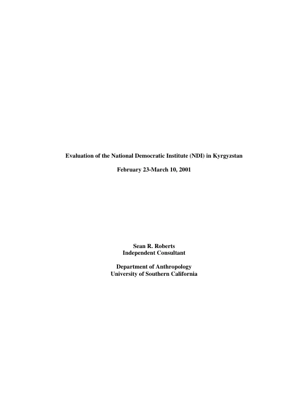 Evaluation of the National Democratic Institute (NDI) in Kyrgyzstan