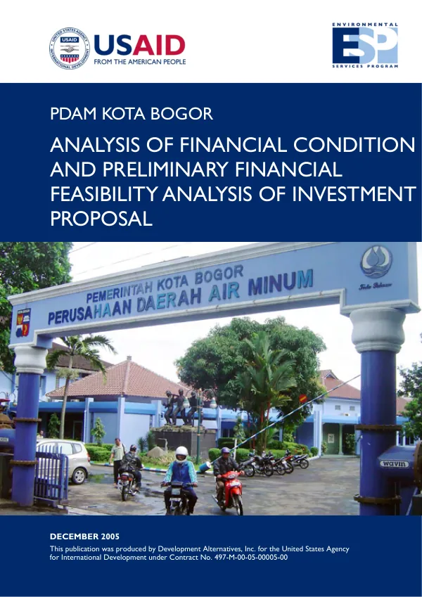 PDAM Kota Bogor : analysis of financial condition and preliminary financial feasibility analysis of investment proposal