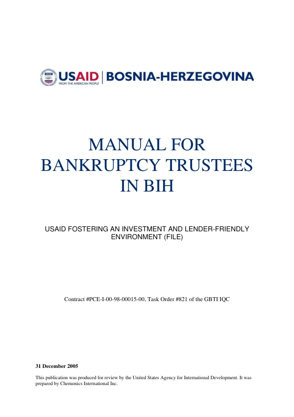 Manual for bankruptcy trustees in BiH