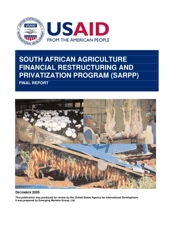 South African agriculture financial restructuring and privatization program (SARPP) : final report