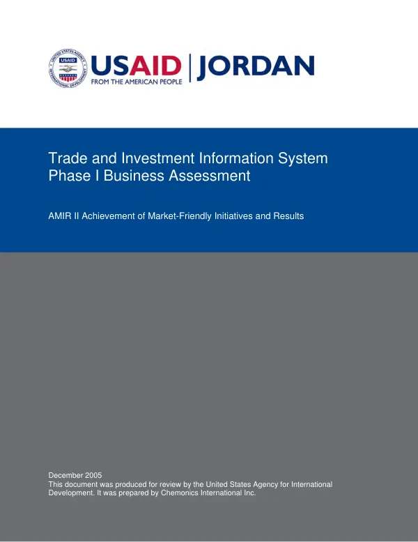 Trade and investment information system : phase I business assessment
