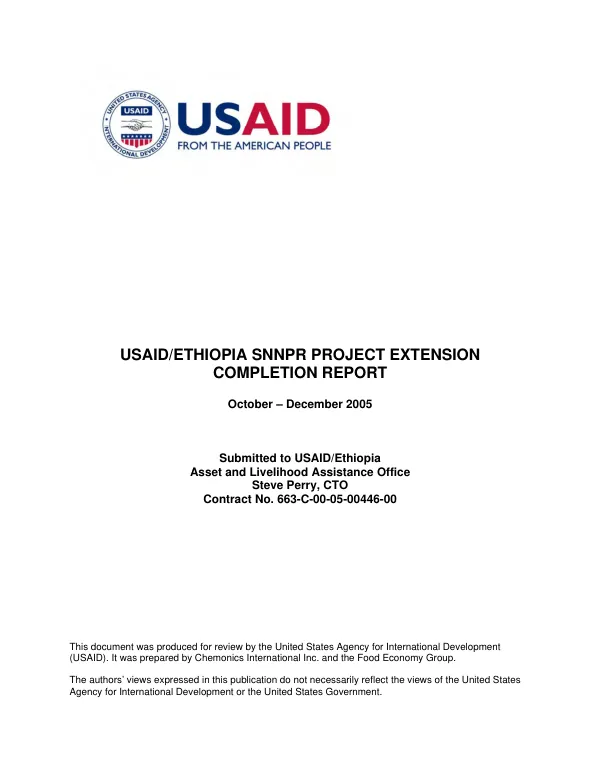 Livelihoods baseline study in SNNPR to support improvements in the DPPC"s emergency needs assessment methodology : report on final phase of the project, October-December 2005