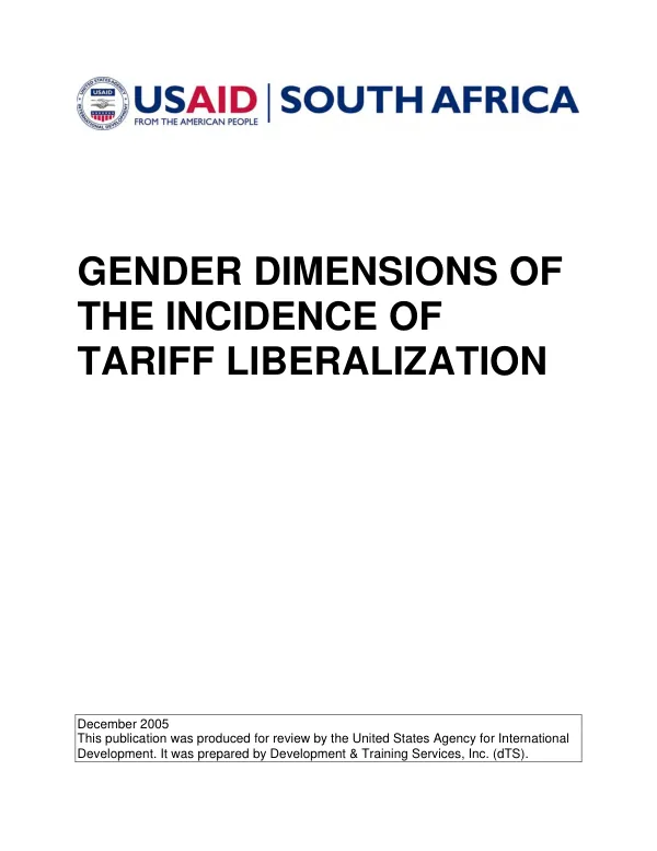 Gender dimensions of the incidence of tariff liberalization