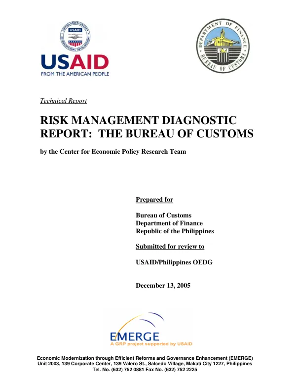 Risk management diagnostic report : the Bureau of Customs